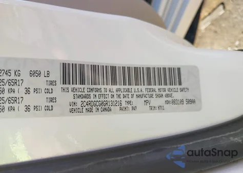 2016 Dodge Grand Caravan Sxt из США, поврежденный, VIN 2C4RDGCG0GR131216